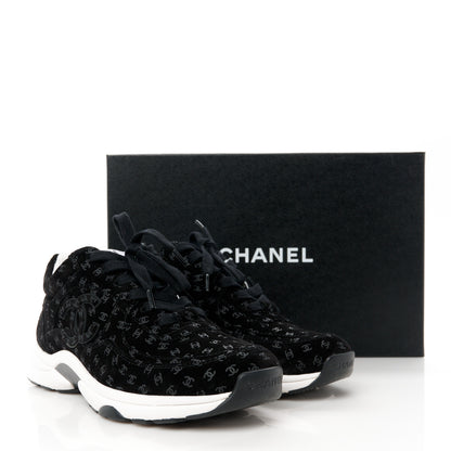 Chanel Suede Calfskin Printed CC Sneakers 39 Black 9 of 9
