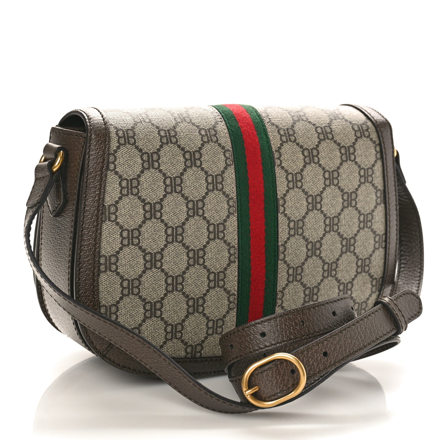 Gucci X BALENCIAGA BB Supreme Monogram Web Small Ophidia Shoulder Bag Beige New Acero 3 of 9