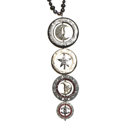 Chanel Ruthenium Crystal CC Star Moon Circle Necklace Multicolor 8 of 9