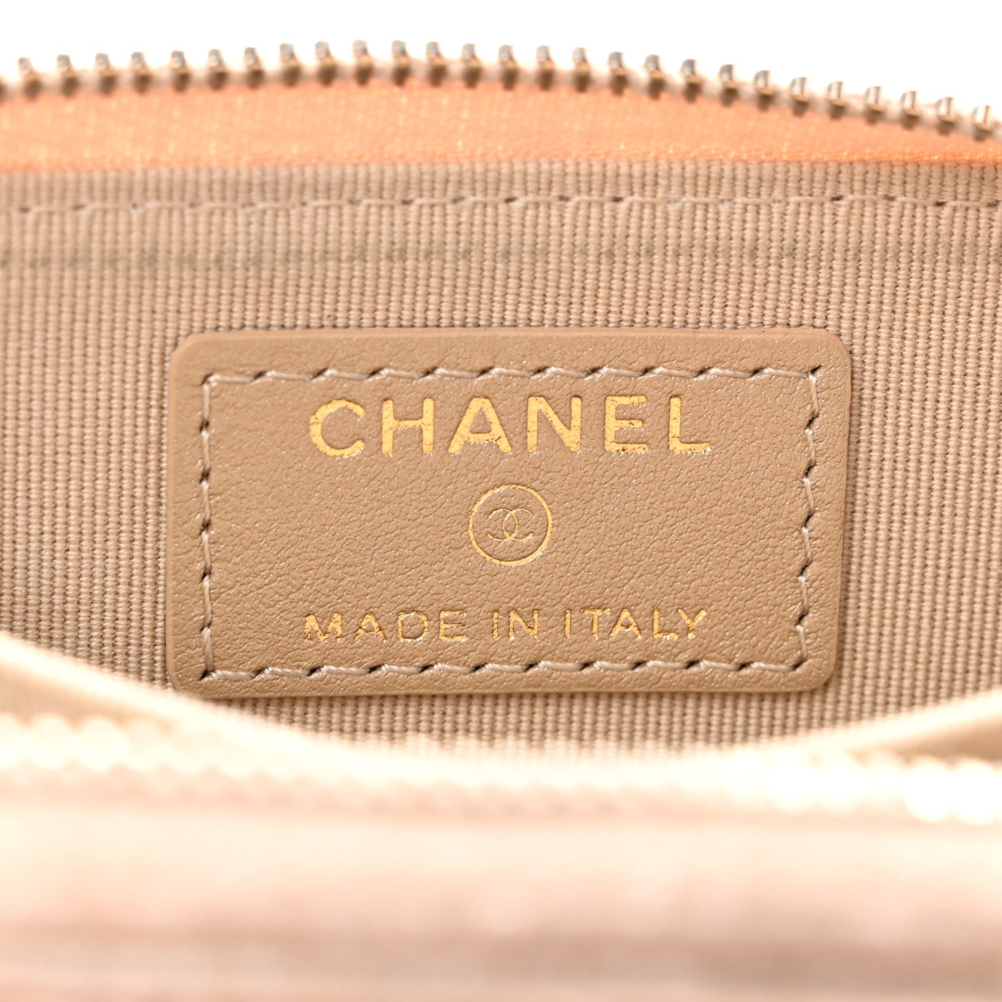 Metallic Lambskin Quilted Chanel 19 Zip Around Coin Purse Wallet Gold