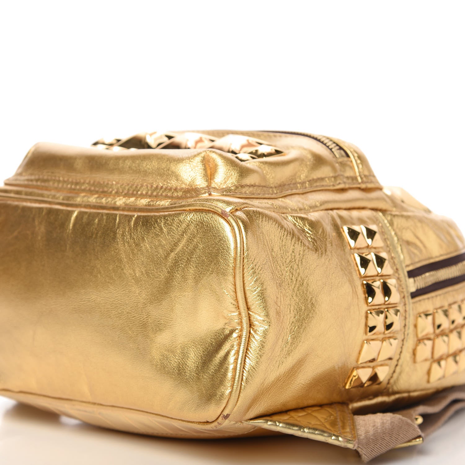 MCM Metallic Calfskin Stud Mini Stark Backpack Gold 7 of 10