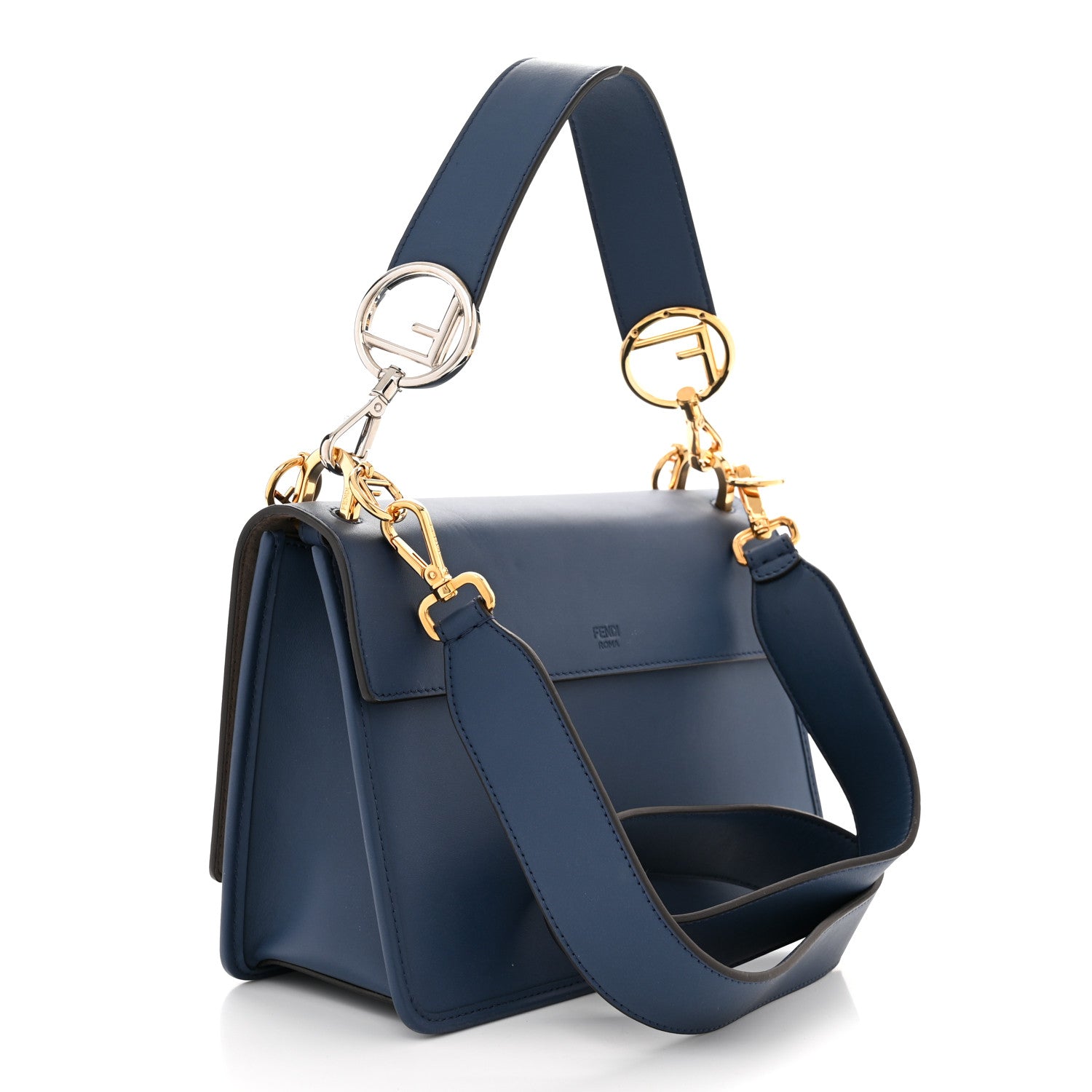 Fendi Vitello Century Opaco F is Fendi Kan I Shoulder Bag Blu Scuro 3 of 11