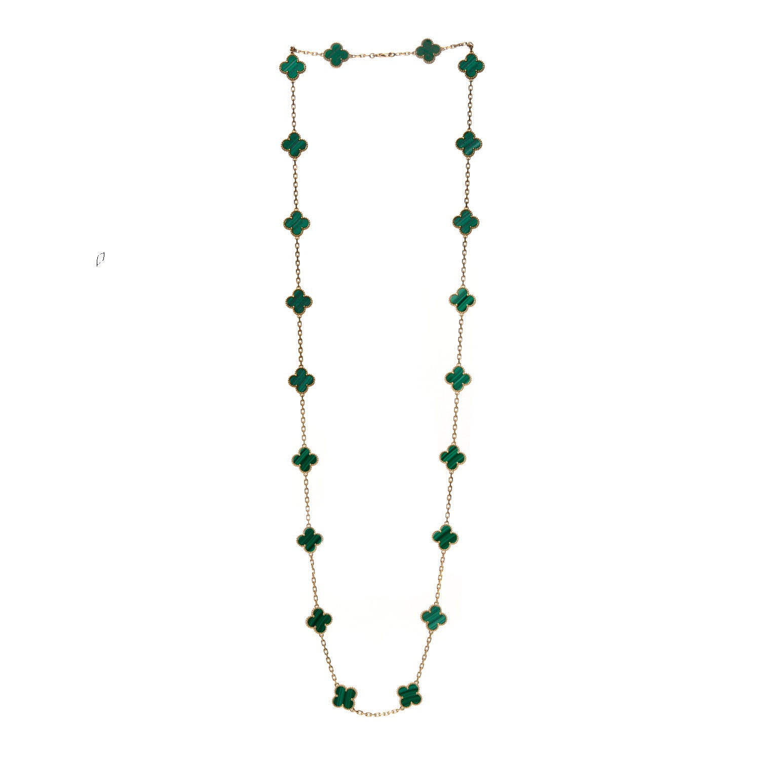 Van Cleef & Arpels 18K Yellow Gold Malachite 20 Motifs Vintage Alhambra Necklace 3 of 7