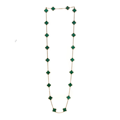 Van Cleef & Arpels 18K Yellow Gold Malachite 20 Motifs Vintage Alhambra Necklace 3 of 7