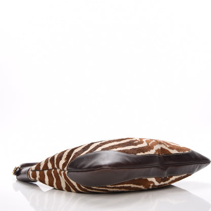 Gucci Pony Hair Zebra Print Large Jackie O Bouvier Hobo Brown 4 of 7