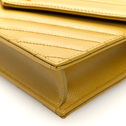 Saint Laurent Grain De Poudre Matelasse Chevron Monogram Envelope Chain Wallet Saffran 9 of 9