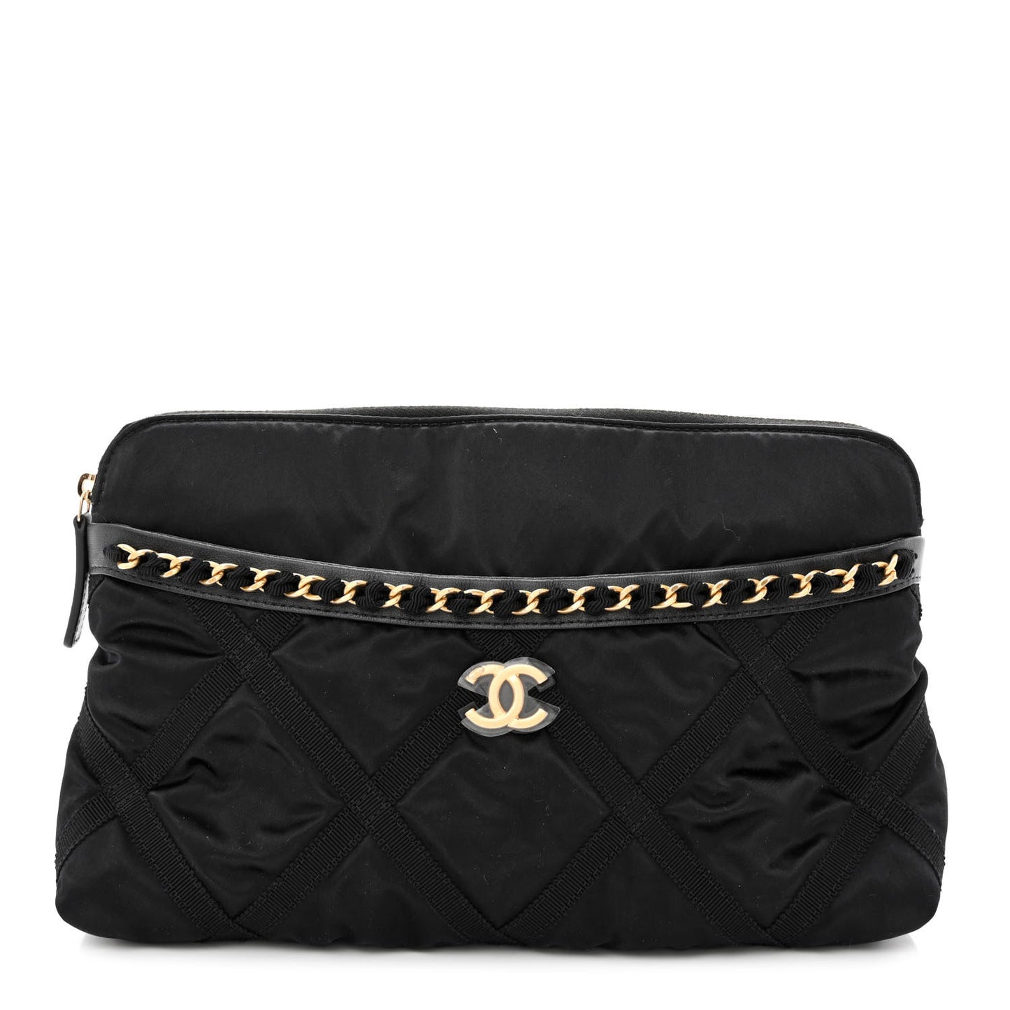 Nylon Grosgrain Large Lifestyle Pouch With Foldable Tote Black