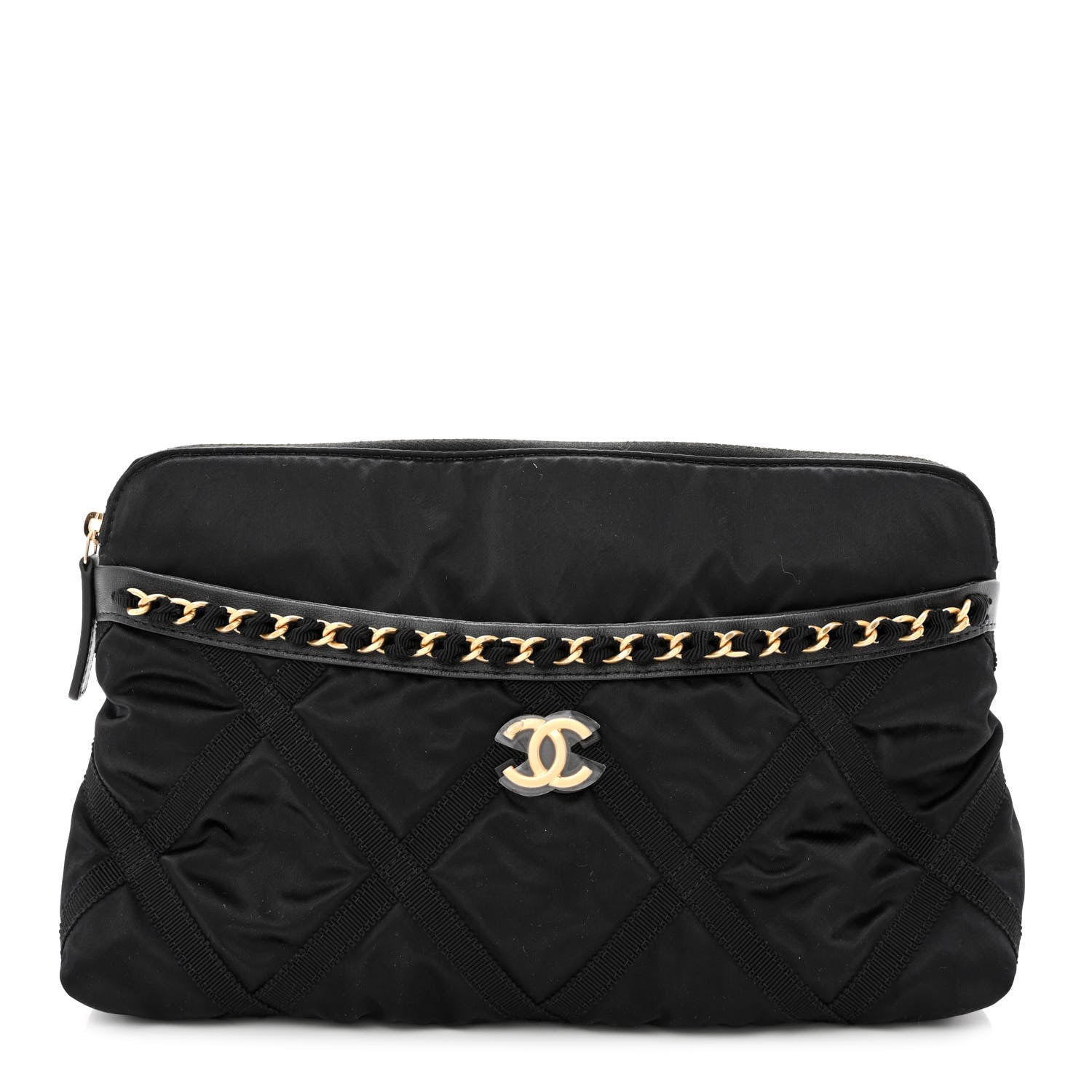 Chanel Nylon Grosgrain Large Lifestyle Pouch With Foldable Tote Black 4 of 14