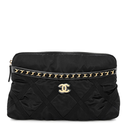 Chanel Nylon Grosgrain Large Lifestyle Pouch With Foldable Tote Black 4 of 14