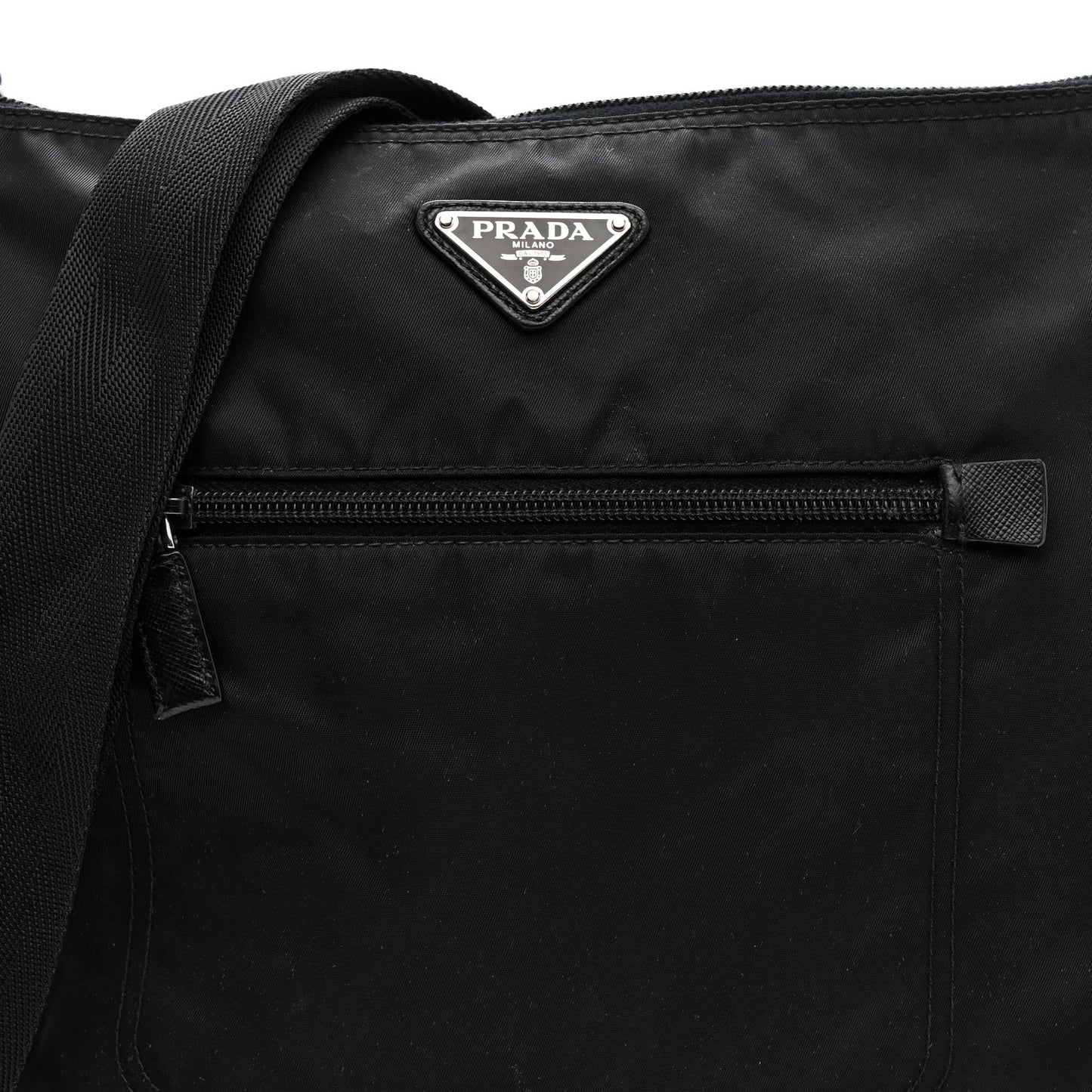 Nylon Flat Messenger Bag Black