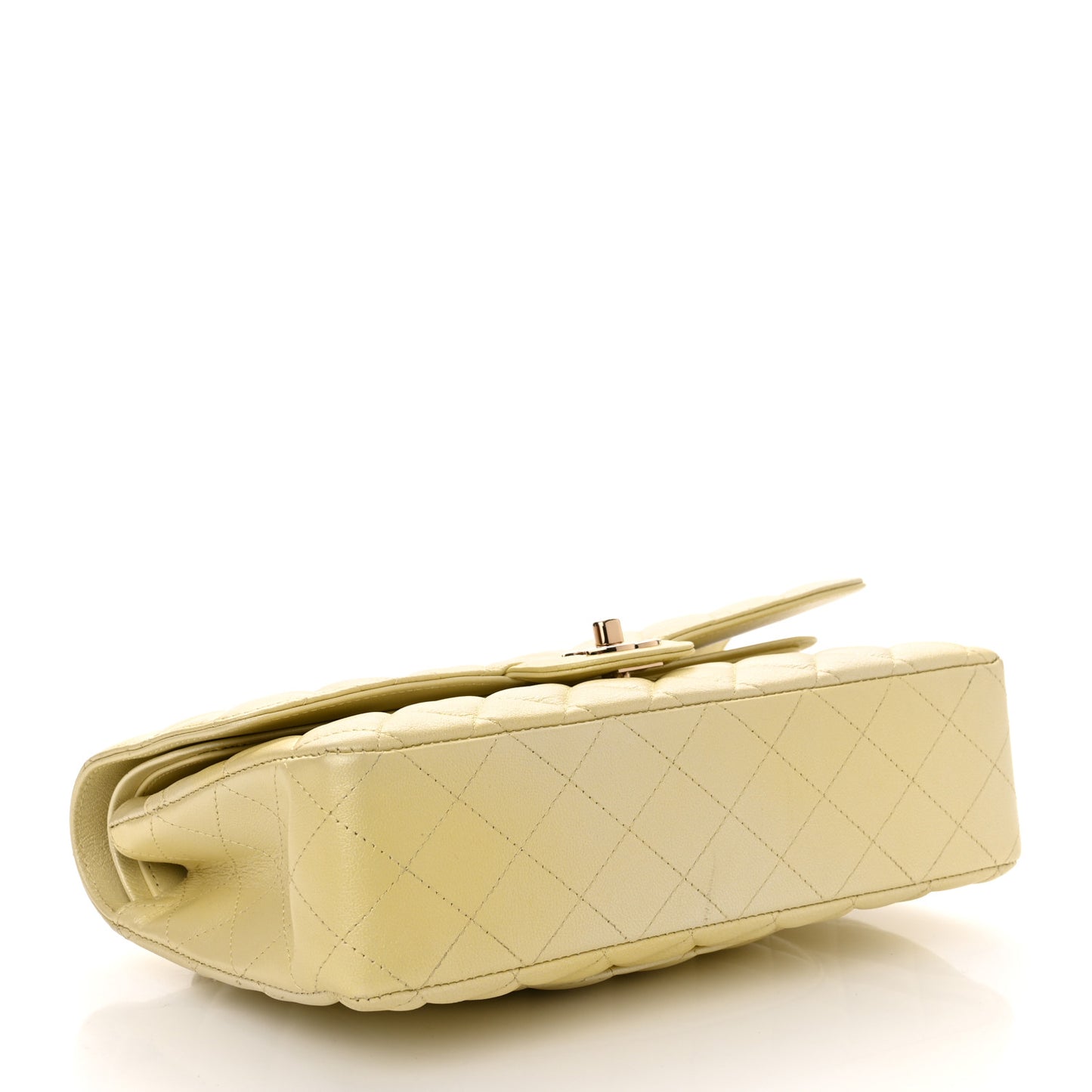 Cloudy Pearly Goatskin Quilted Medium Double Flap Light Yellow