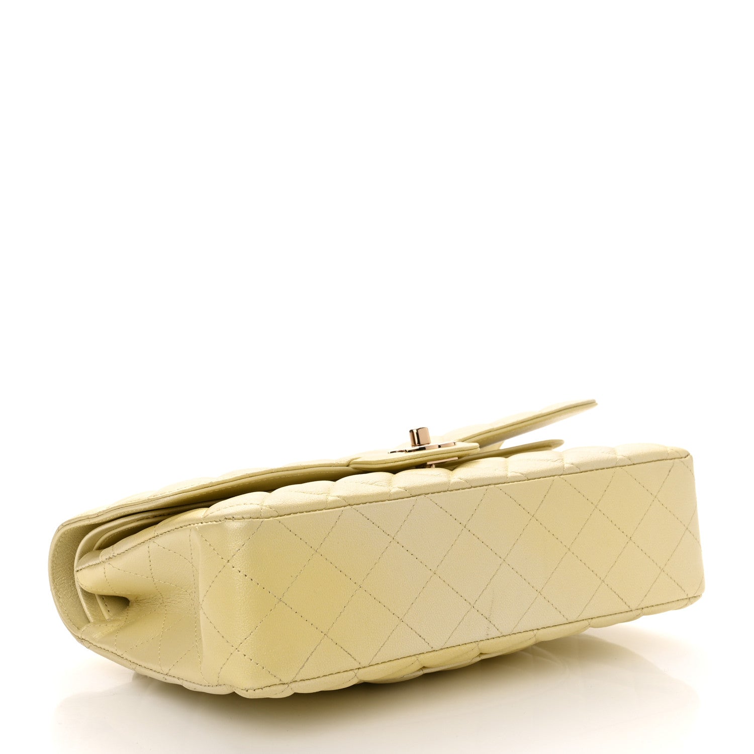 Chanel Cloudy Pearly Goatskin Quilted Medium Double Flap Light Yellow 4 of 13