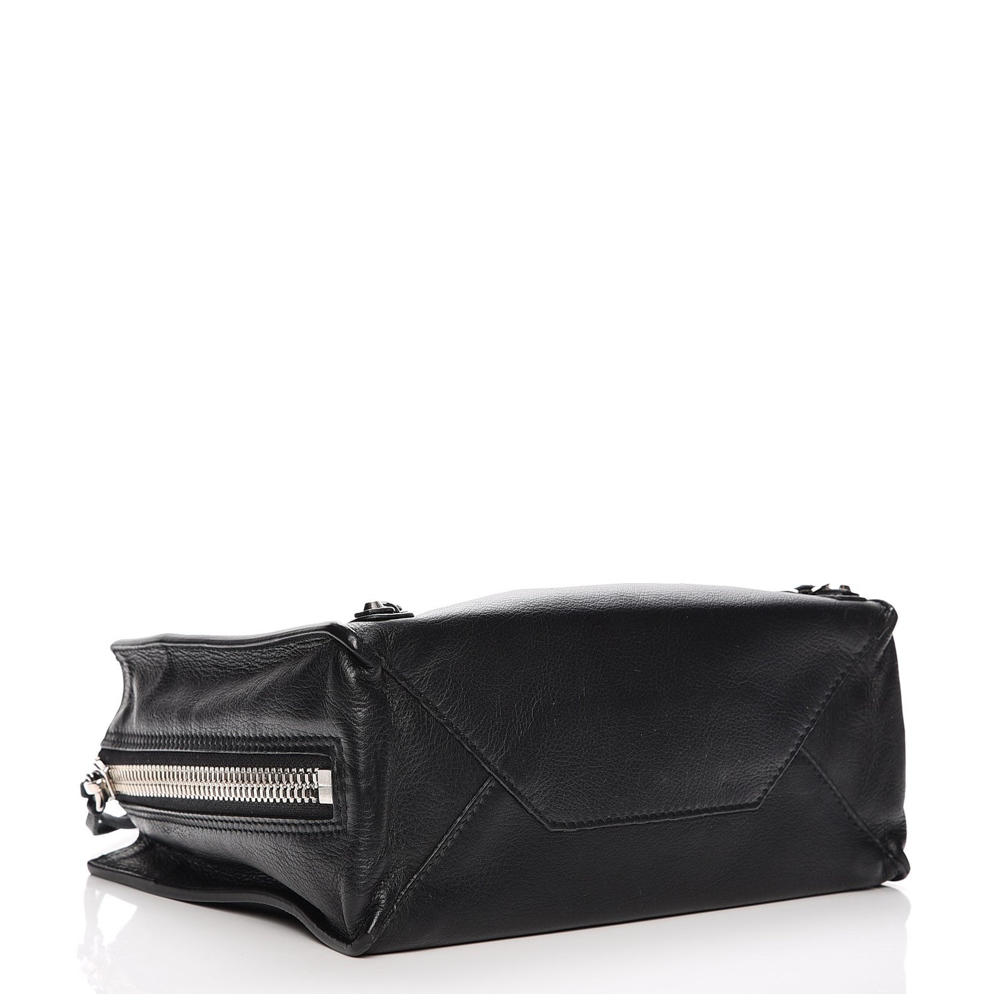 Grained Calfskin Papier Mini A4 Zip Around Tote Black