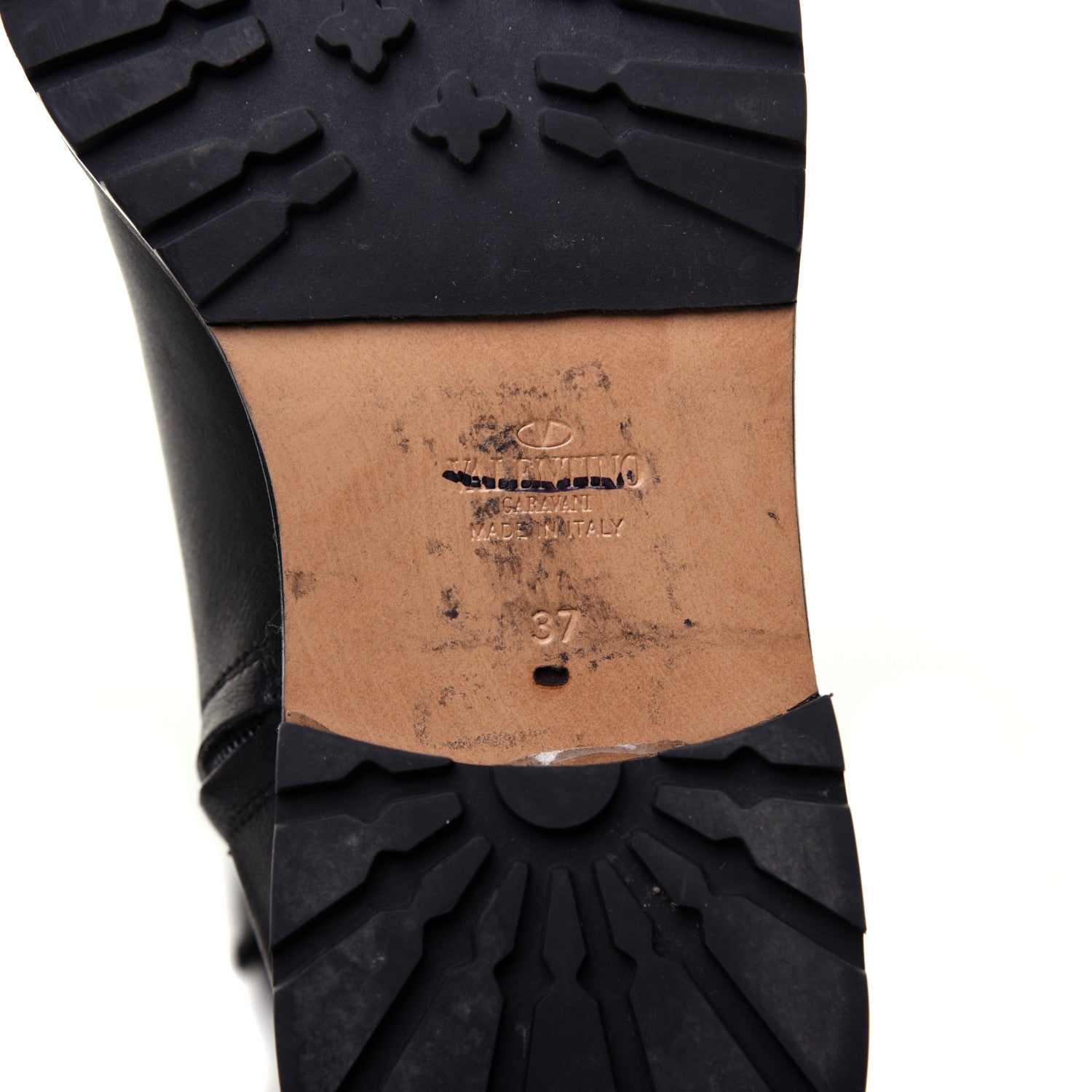 Valentino Garavani Calfskin Knee High Buckle Boots 37 Black 6 of 7