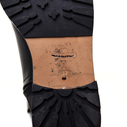 Valentino Garavani Calfskin Knee High Buckle Boots 37 Black 6 of 7