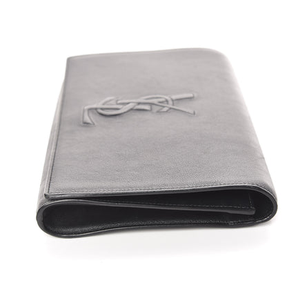 Saint Laurent Calfskin Monogram Large Belle De Jour Clutch Black 14 of 21