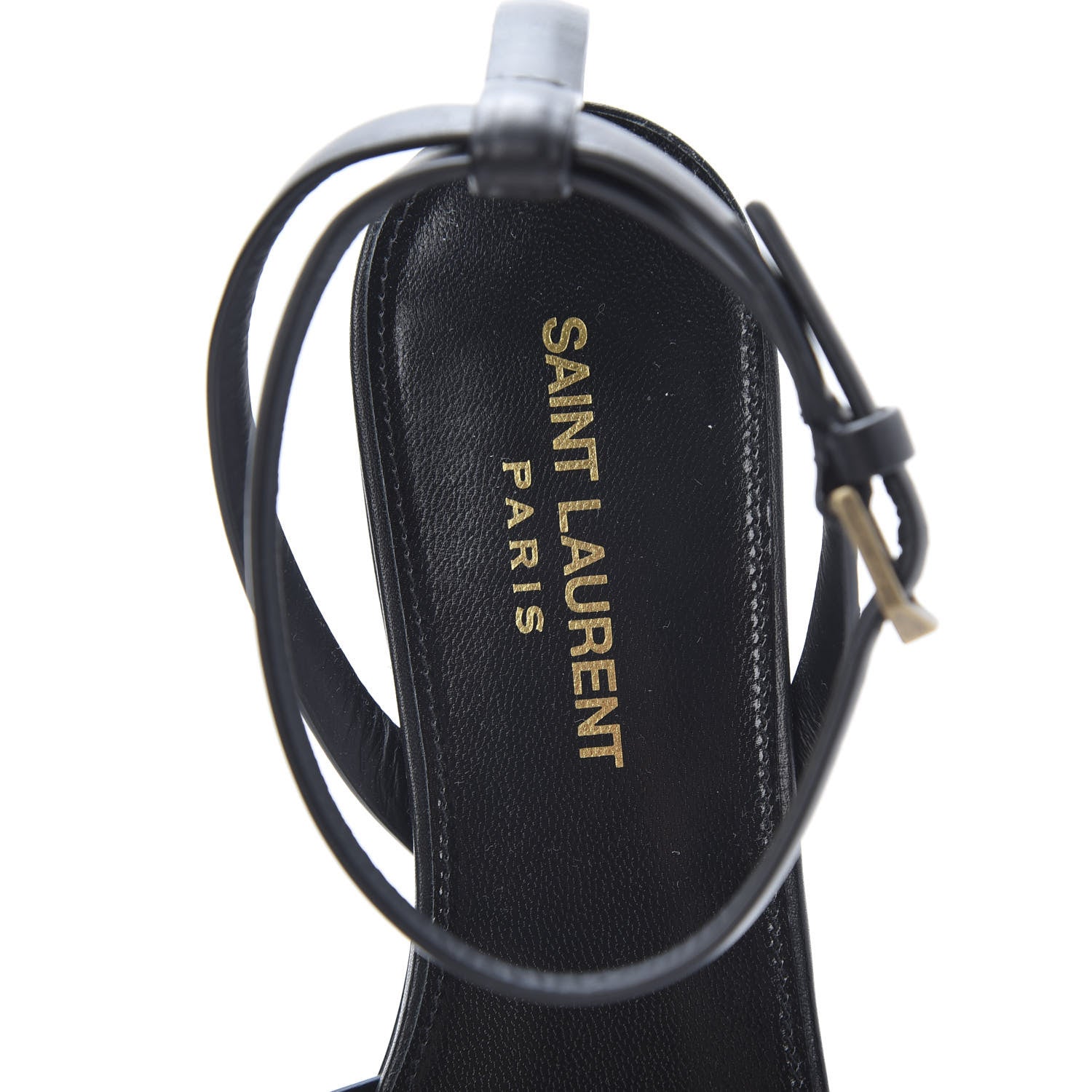 Saint Laurent Calfskin Tribute 05 Ankle Strap Sandals 37 Black 6 of 9