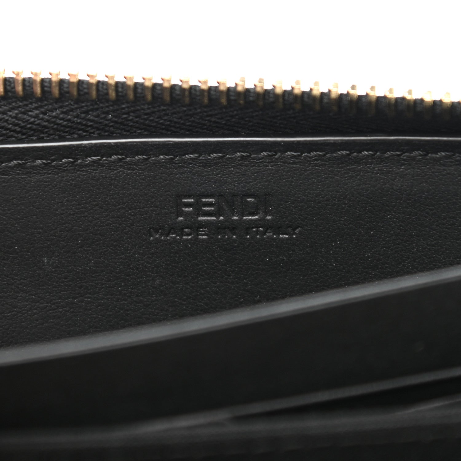 Fendi Vitello Century Metal Monster Eyes Zip Around Wallet Black 6 of 8