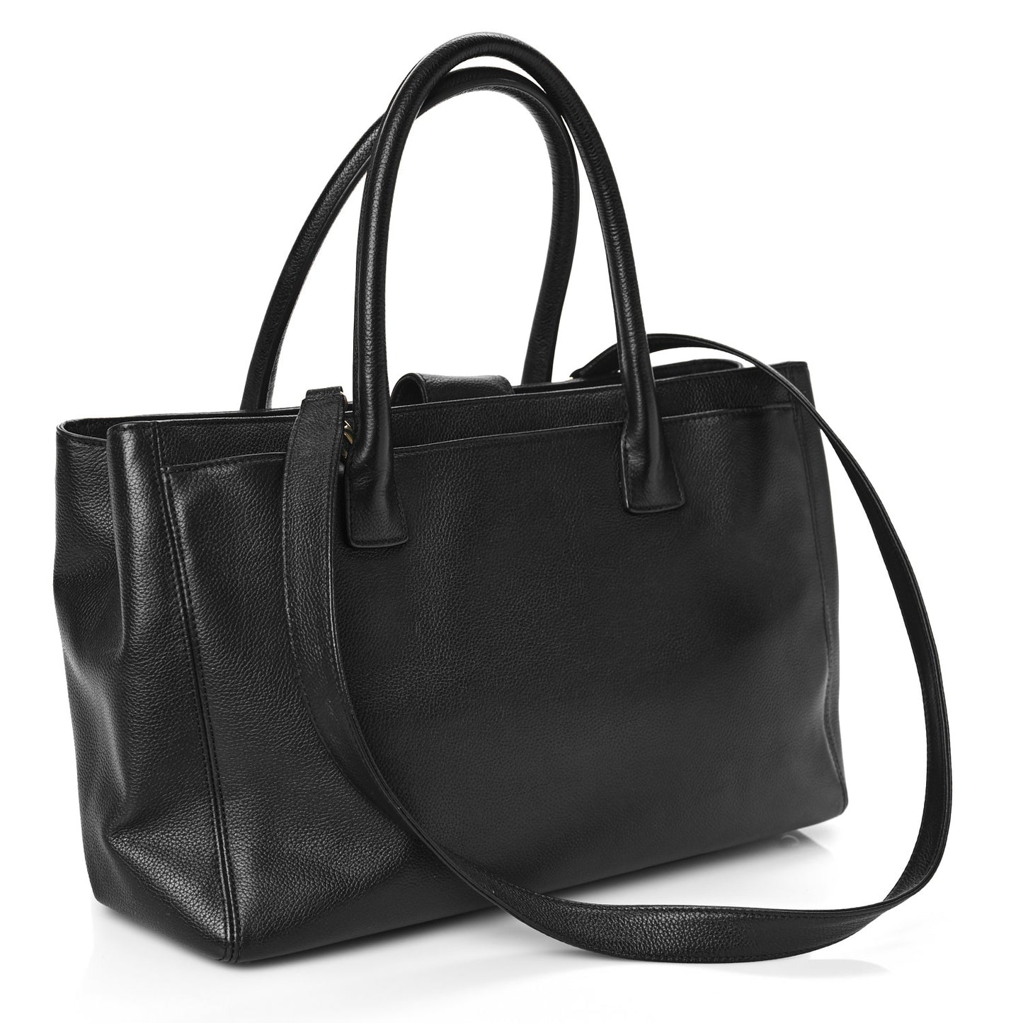 Calfskin Cerf Executive Shopper Tote Black