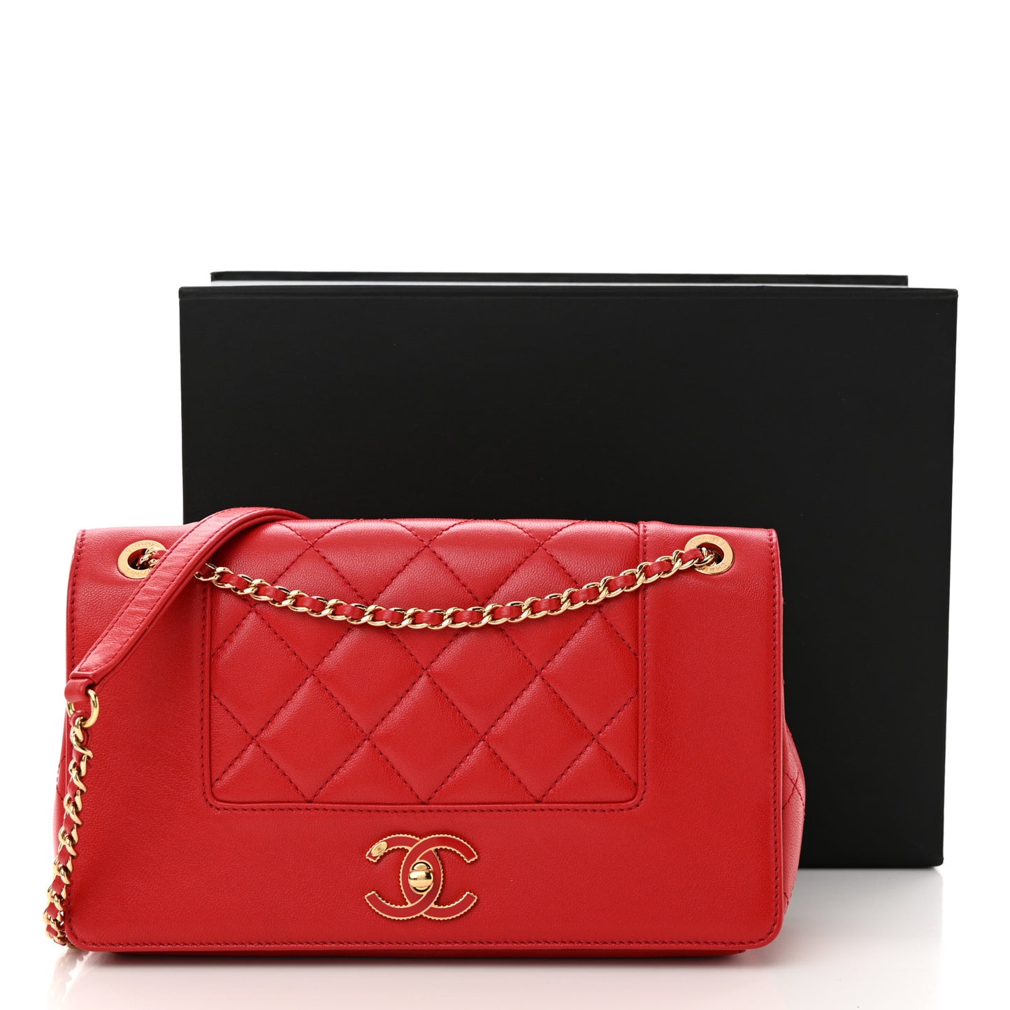 Sheepskin Quilted Medium Vintage Mademoiselle Flap Red