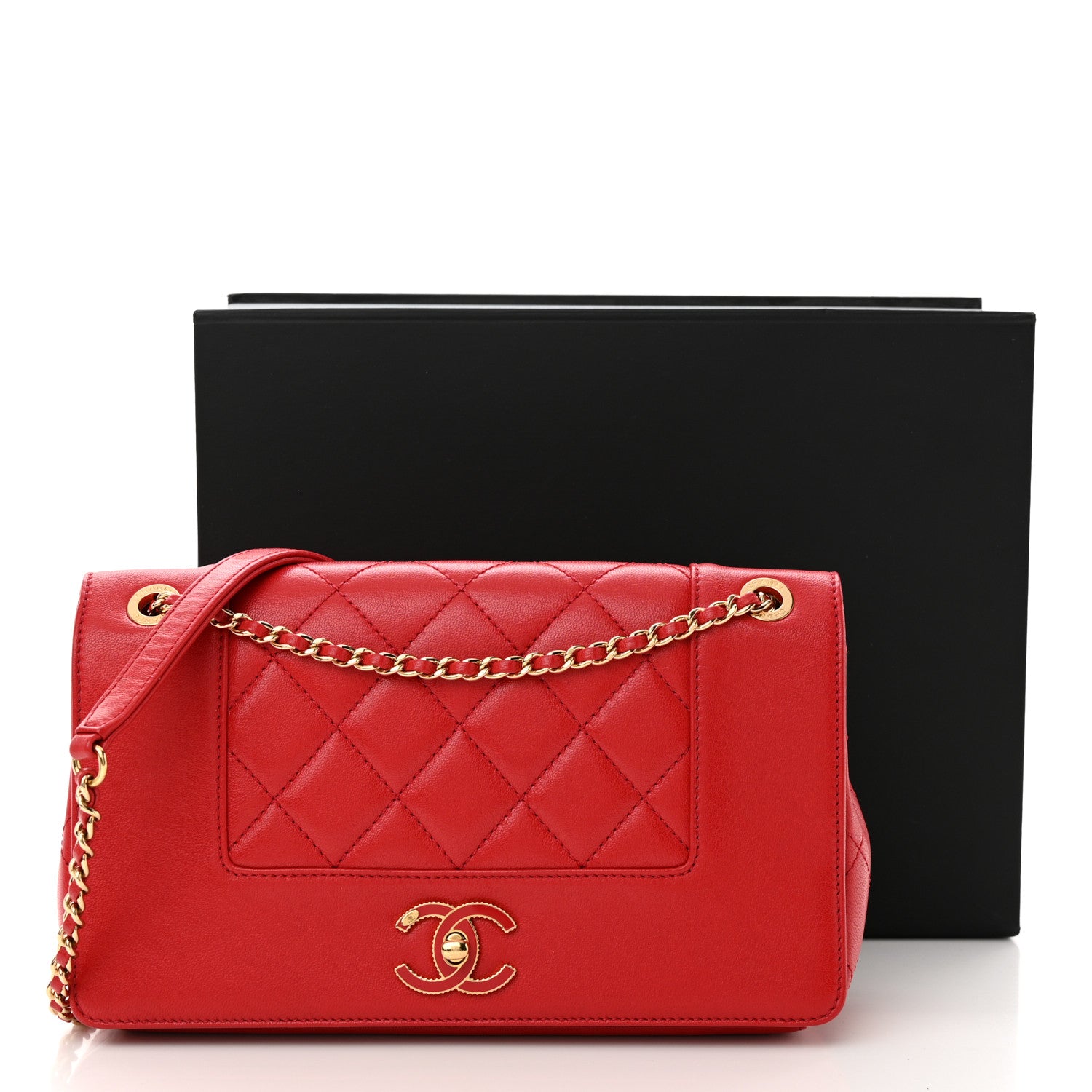 Chanel Sheepskin Quilted Medium Vintage Mademoiselle Flap Red 12 of 12