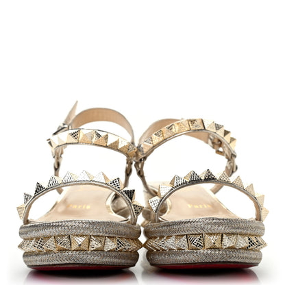 Christian Louboutin Calfskin Cubiste Pyraclou 60 Platform Sandals 38 Platine 2 of 5