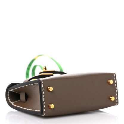 Hermes Tadelakt Mini Kelly Twilly Bag Charm Etoupe 3 of 9