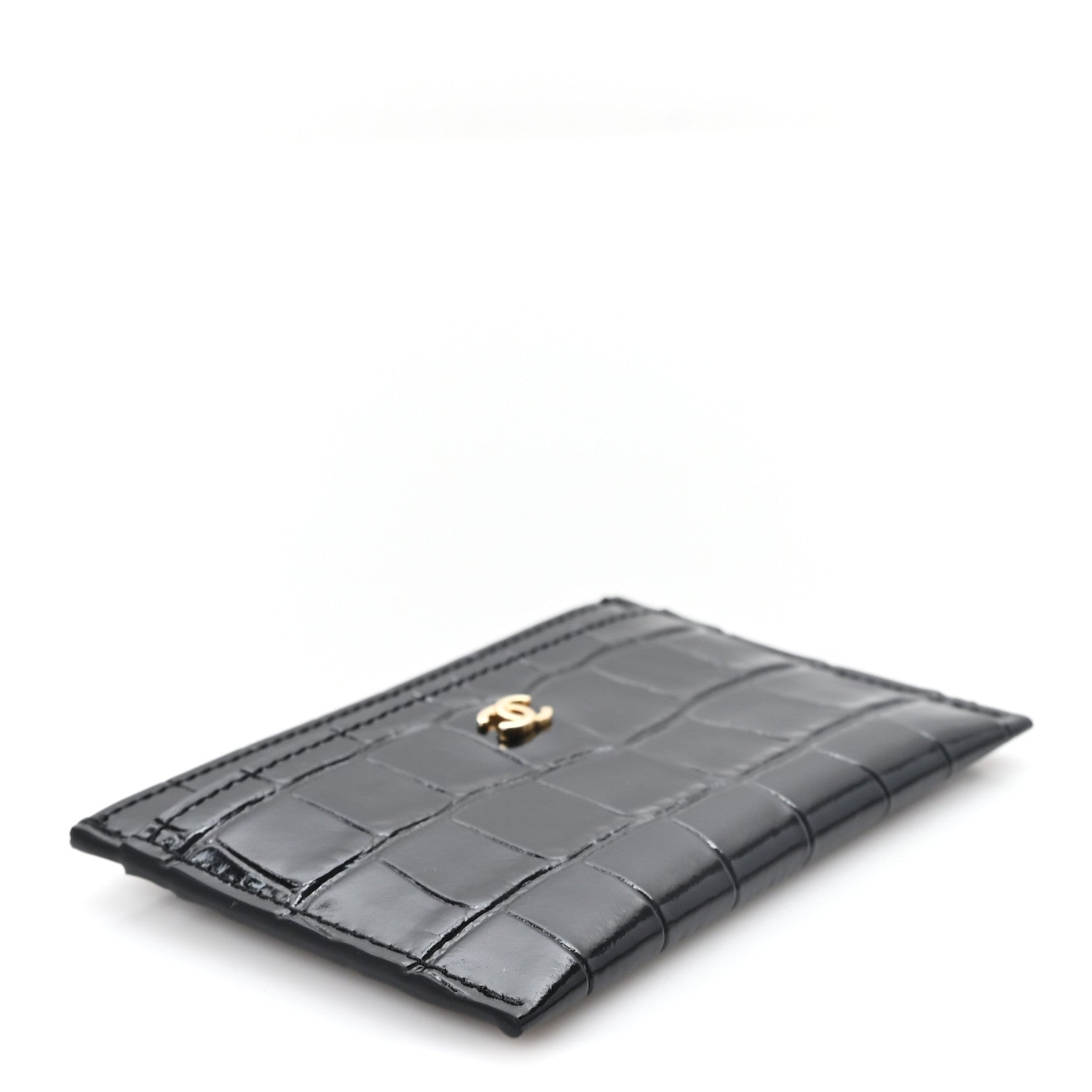 Chanel Calfskin Crocodile Embossed Crococo Card Holder Black 4 of 7