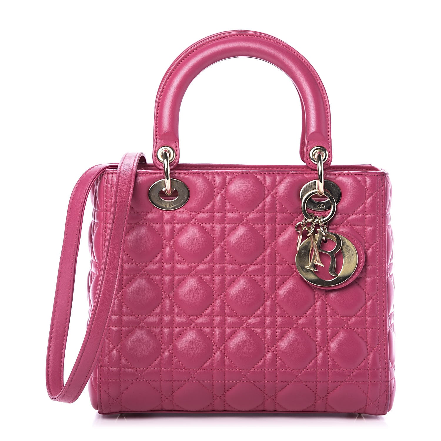 Christian Dior Lambskin Cannage Medium Lady Dior Pink 1 of 14