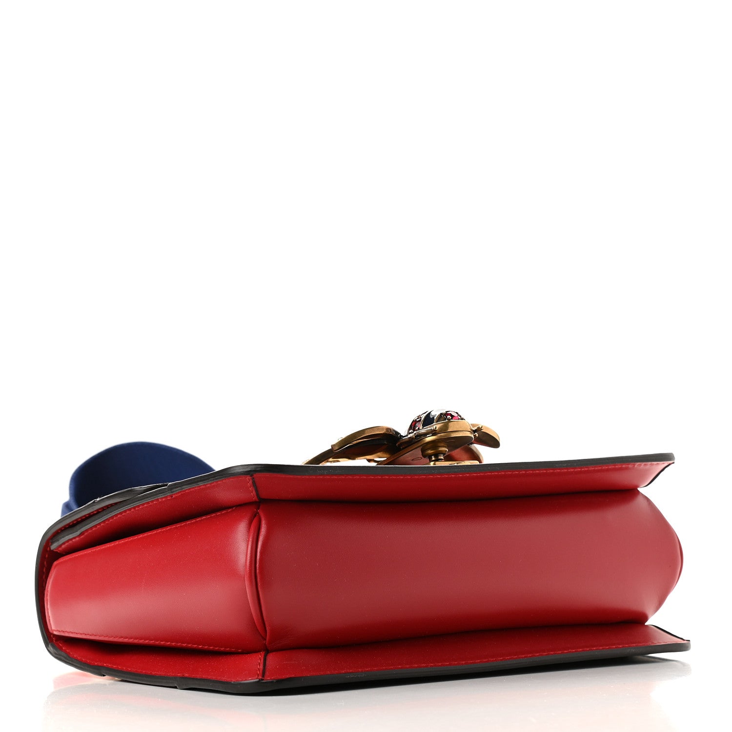 Gucci Calfskin Sylvie Web Queen Margaret Shoulder Bag Blue Agata Hibiscus Red Mystic White 4 of 10