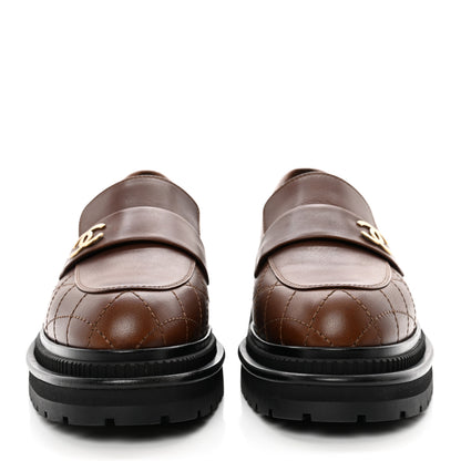 Chanel Calfskin Quilted CC Mocassin Loafers 41 Brown 2 of 8