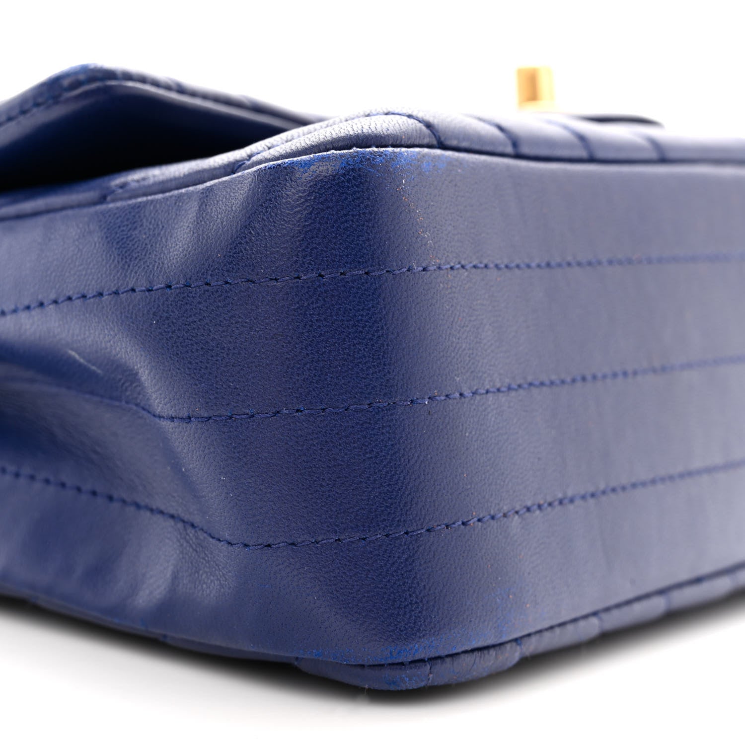 Chanel Lambskin Chevron Quilted Mini Rectangular Flap Dark Blue 9 of 14