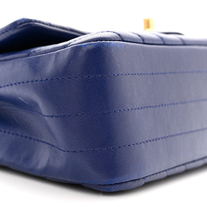 Chanel Lambskin Chevron Quilted Mini Rectangular Flap Dark Blue 9 of 14