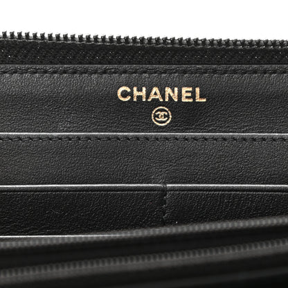 Chanel Caviar Quilted Boy Long Zip Around Wallet Black 6 of 9