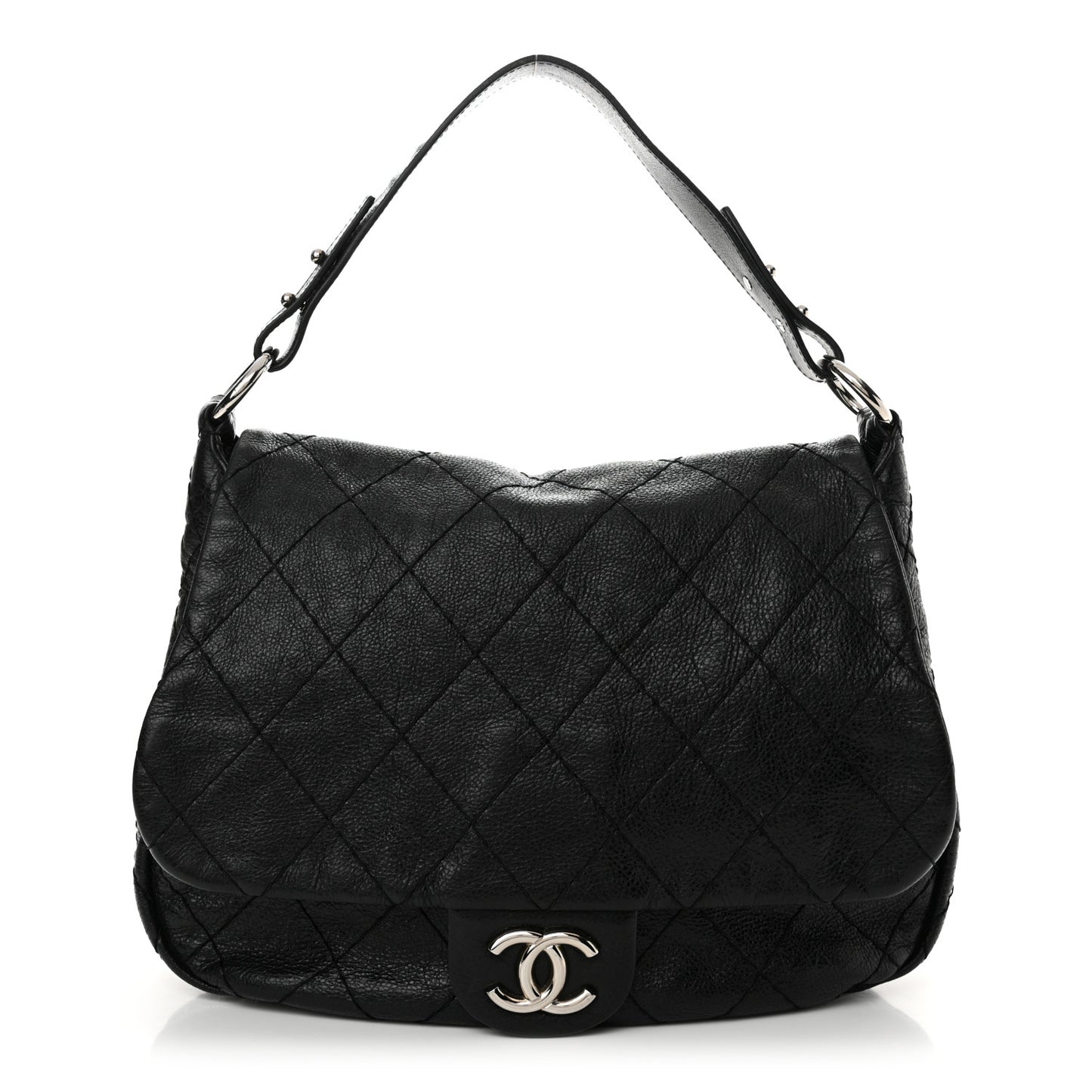 Glazed Calfskin Stitched XL On The Road Flap Black