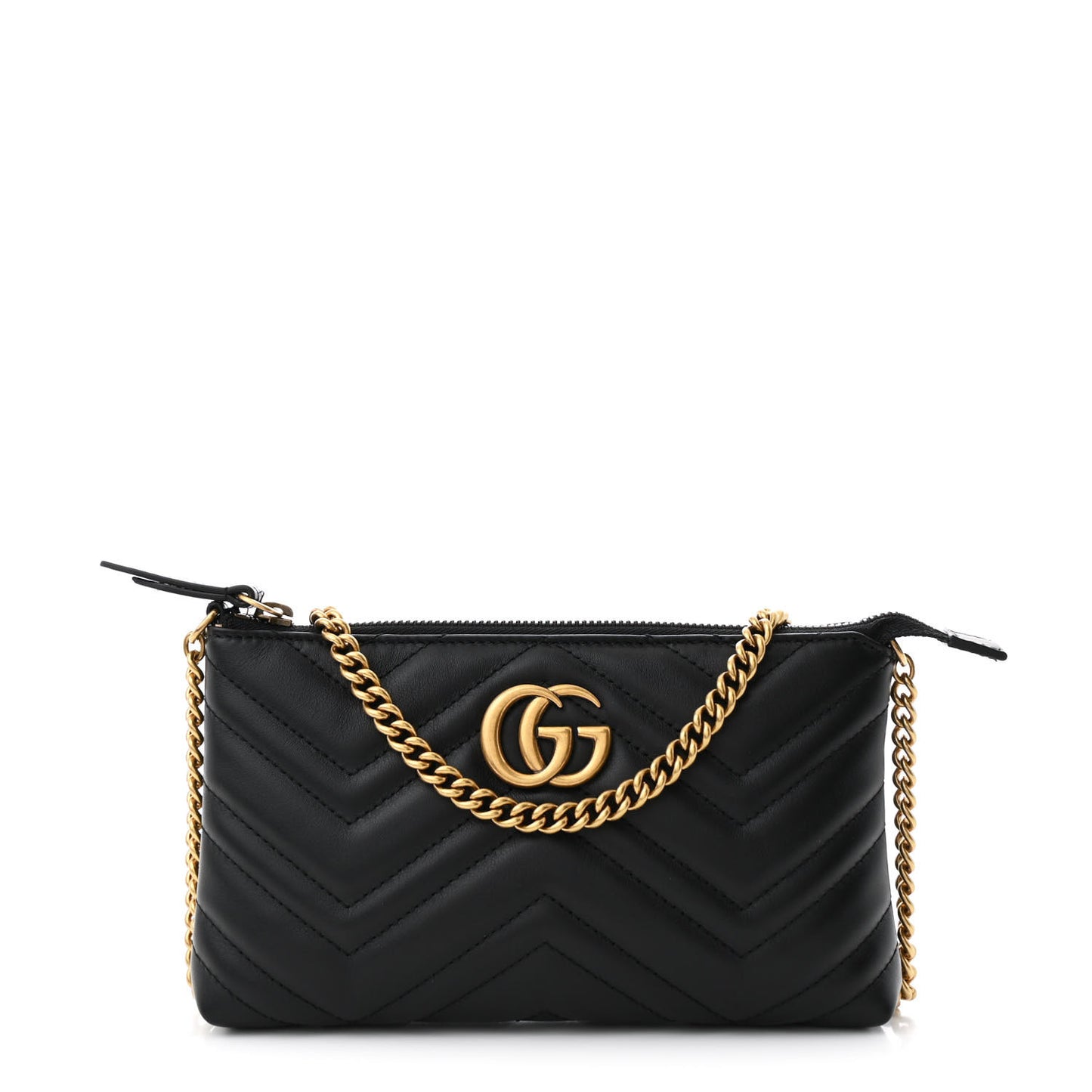 Calfskin Matelasse Mini GG Marmont Chain Bag Black