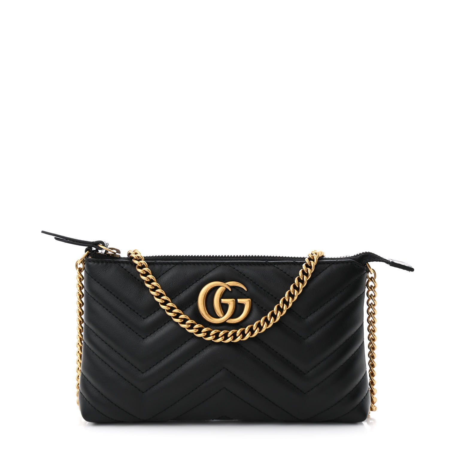Gucci Calfskin Matelasse Mini GG Marmont Chain Bag Black 1 of 10