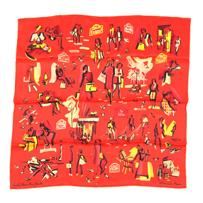 Hermes Silk Rendez Vous Rive Gauche Scarf 70 Geranium Jaune Vif Rouge 1 of 3