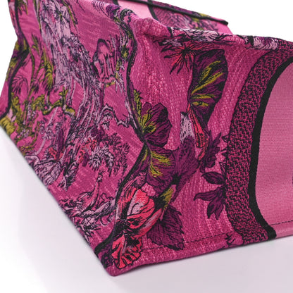 Christian Dior Canvas Embroidered Medium Toile de Jouy Voyage Book Tote Fuchsia Multicolor 9 of 9