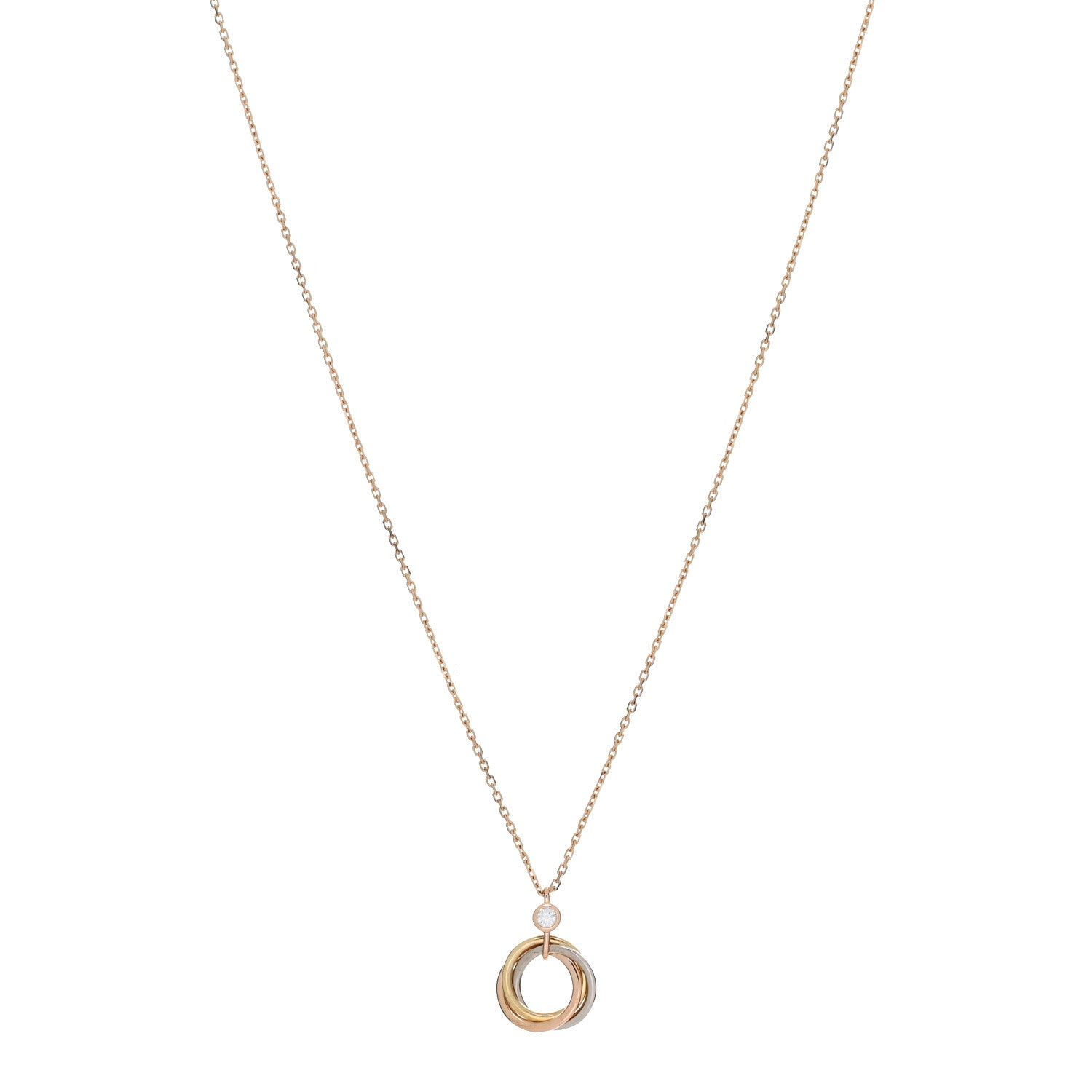 Cartier 18K Pink Yellow White Gold Diamond Trinity Pendant Necklace 1 of 4