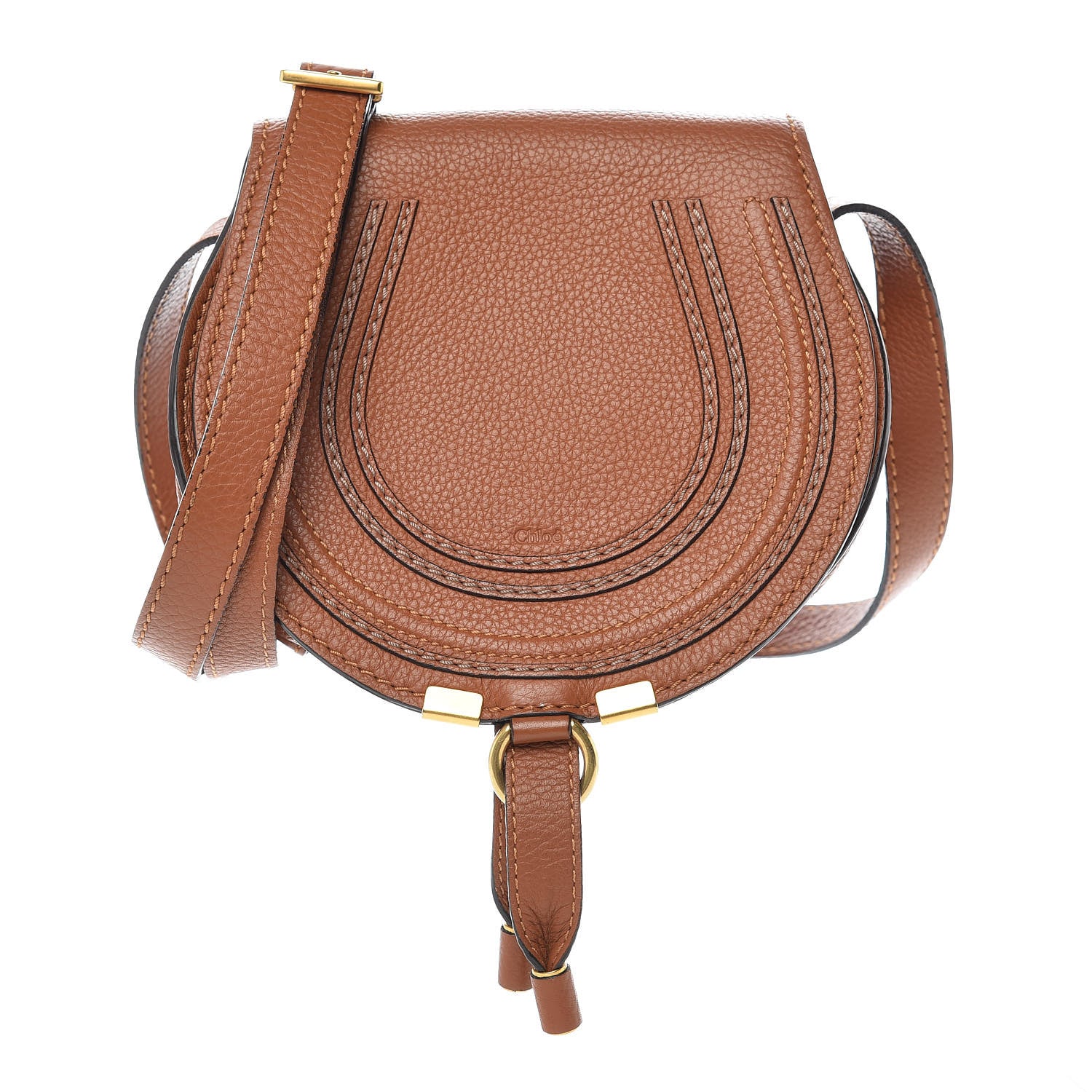 Chloe Calfskin Mini Marcie Round Crossbody Bag Tan 1 of 10