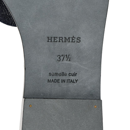 Hermes Denim Canvas Oran Sandals 37.5 Bleu Brut 6 of 11