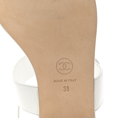 Chanel Lambskin CC Thong Sandals 38 White 6 of 8