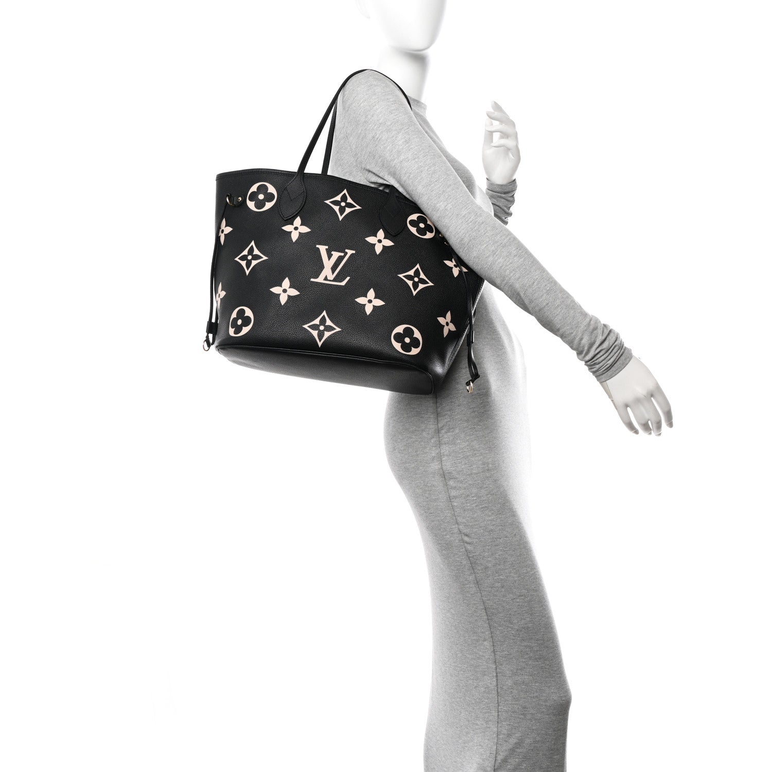 Louis Vuitton Empreinte Monogram Giant Neverfull MM Black Beige 2 of 11