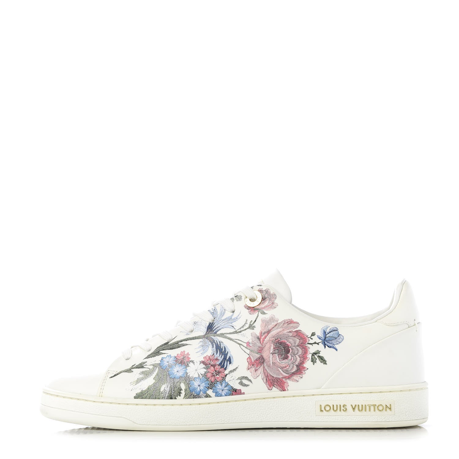 Louis Vuitton Calfskin Floral Frontrow Sneakers 38 White 1 of 11