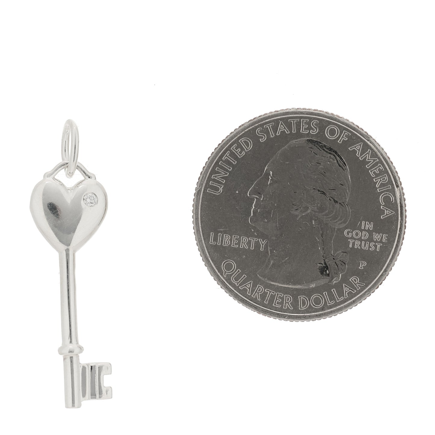 Sterling Silver Diamond Heart Key Pendant