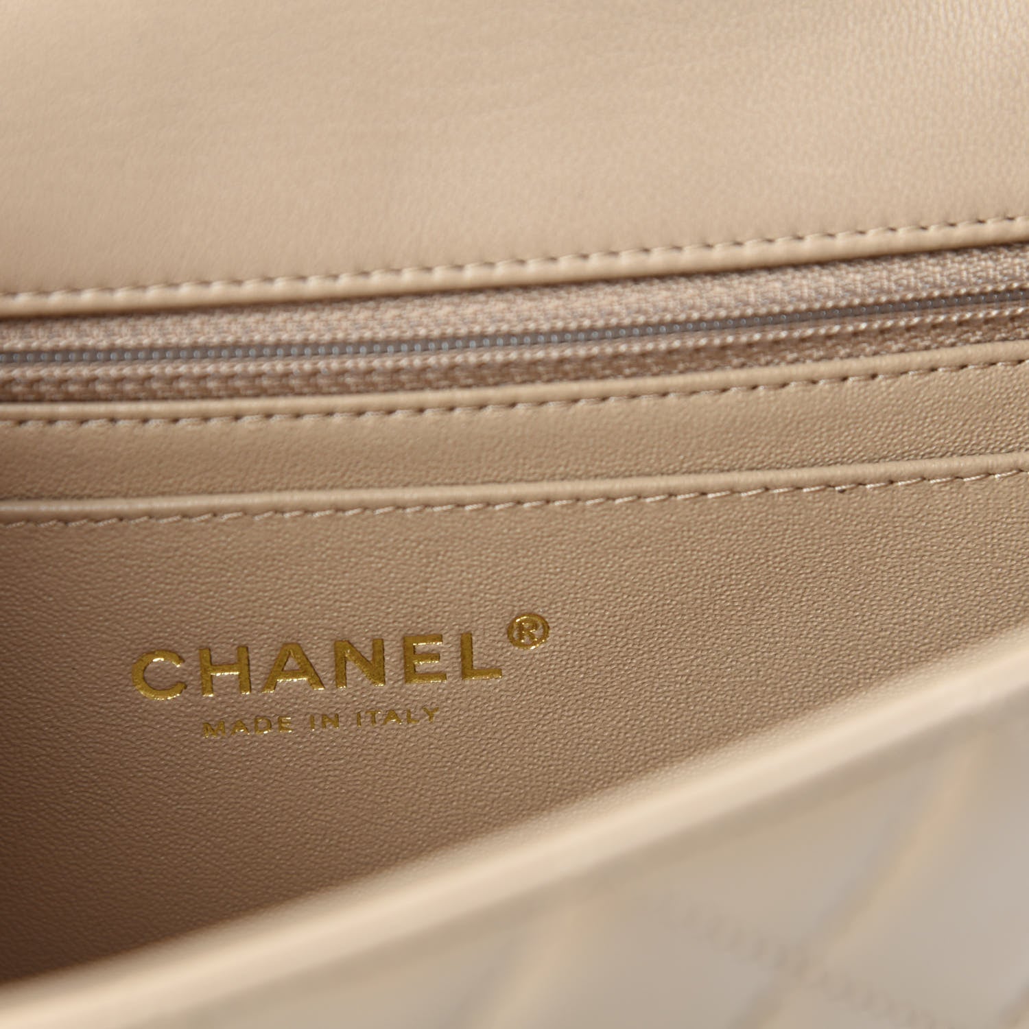 Chanel Lambskin Quilted Mini Rectangular Flap Dark Beige 8 of 11