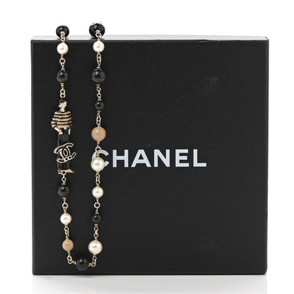 Chanel Pearl Beaded Enamel CC Coco Long Necklace Blanc Nacre Black Beige Gold 6 of 6