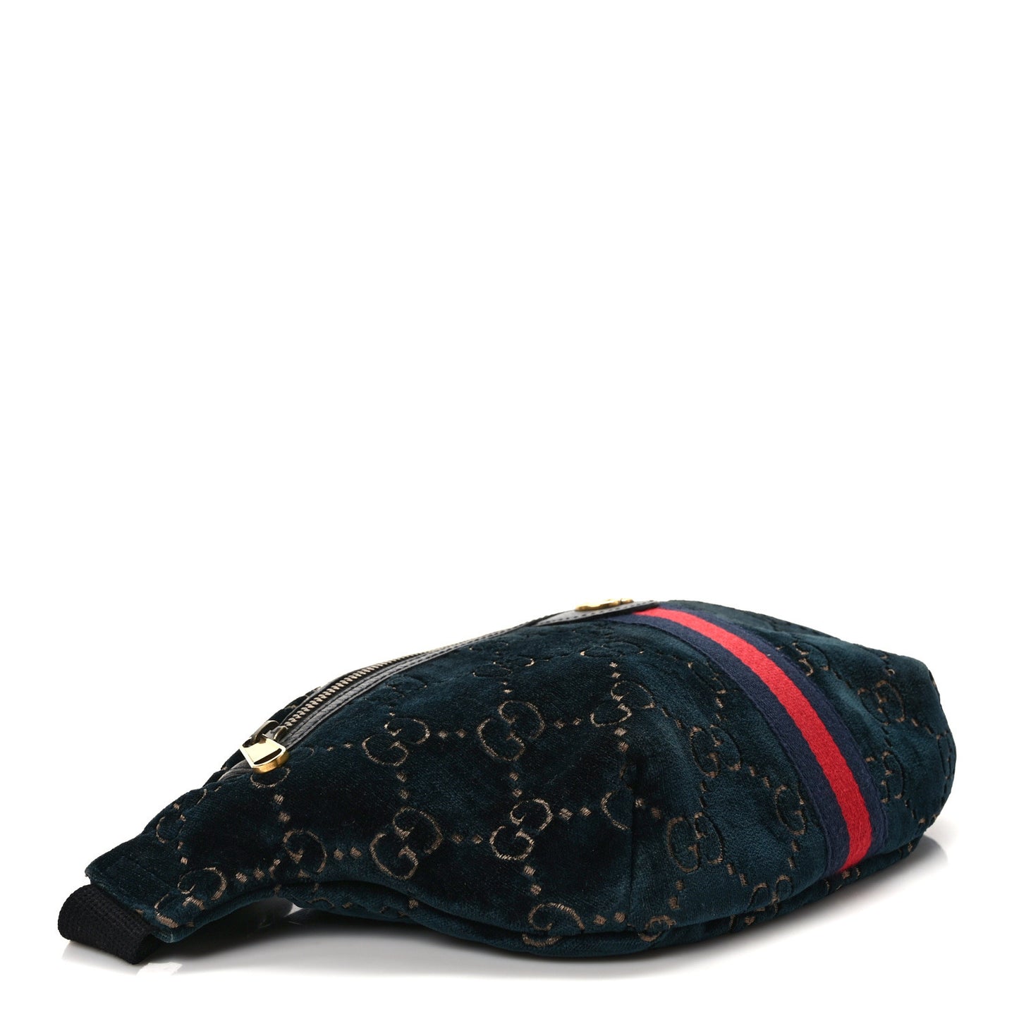 Velvet GG Monogram Web Belt Bag Blue Beige