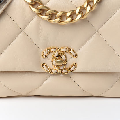 Chanel Goatskin Quilted Medium 19 Flap Beige 9 of 10